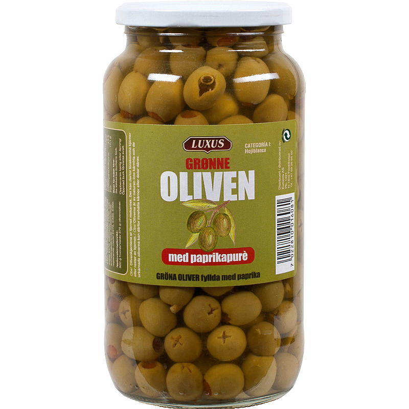 Luxus Oliven grønn Luxus 920 g, med paprika