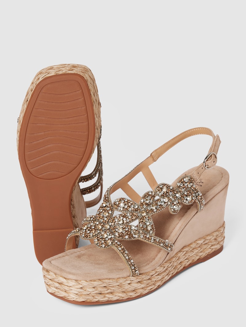 Wedges mit Ziersteinbesatz in beige