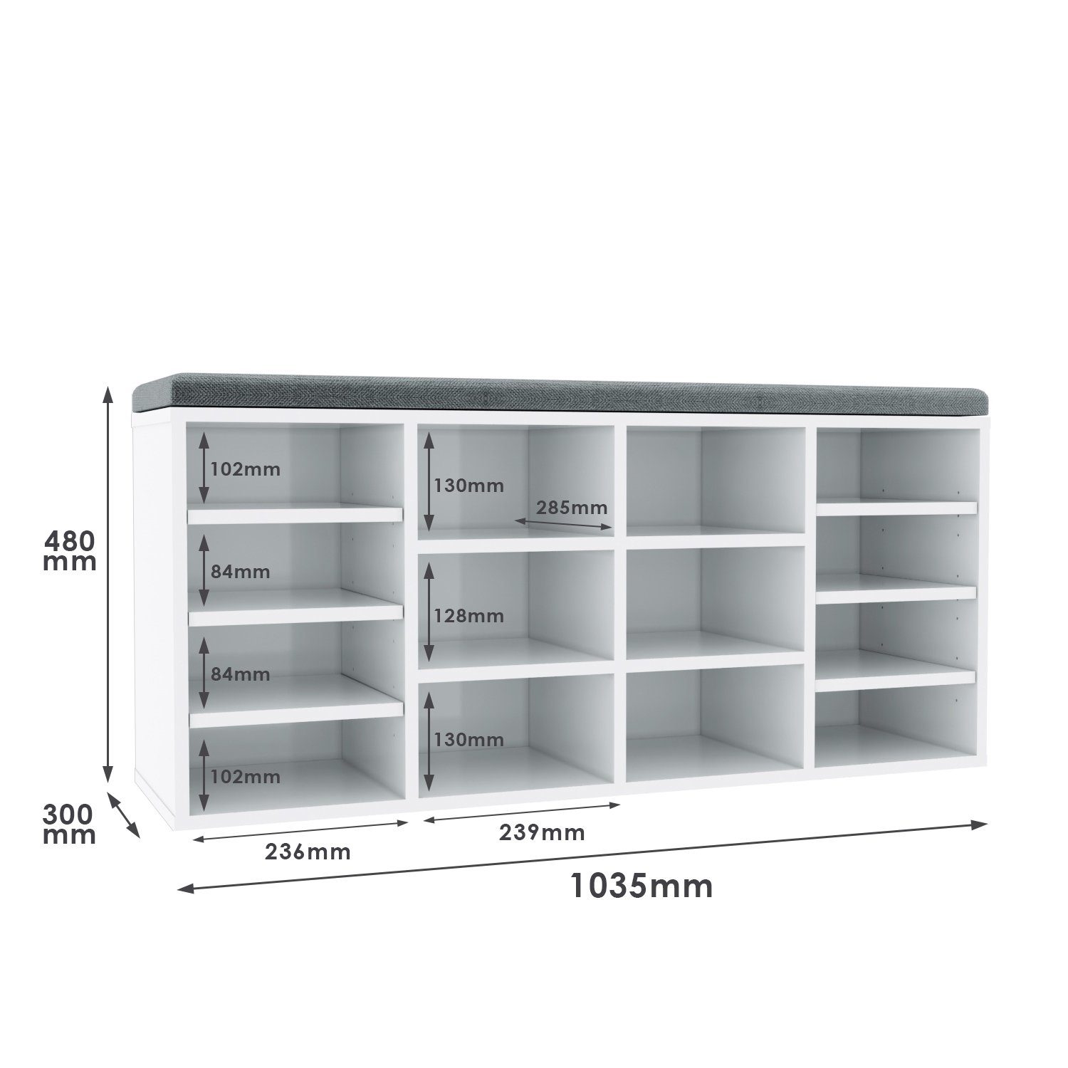 SONNI Schuhtruhe Schuhschrank mit sitzbank Weiß 103.5x30x48cm Schließfach