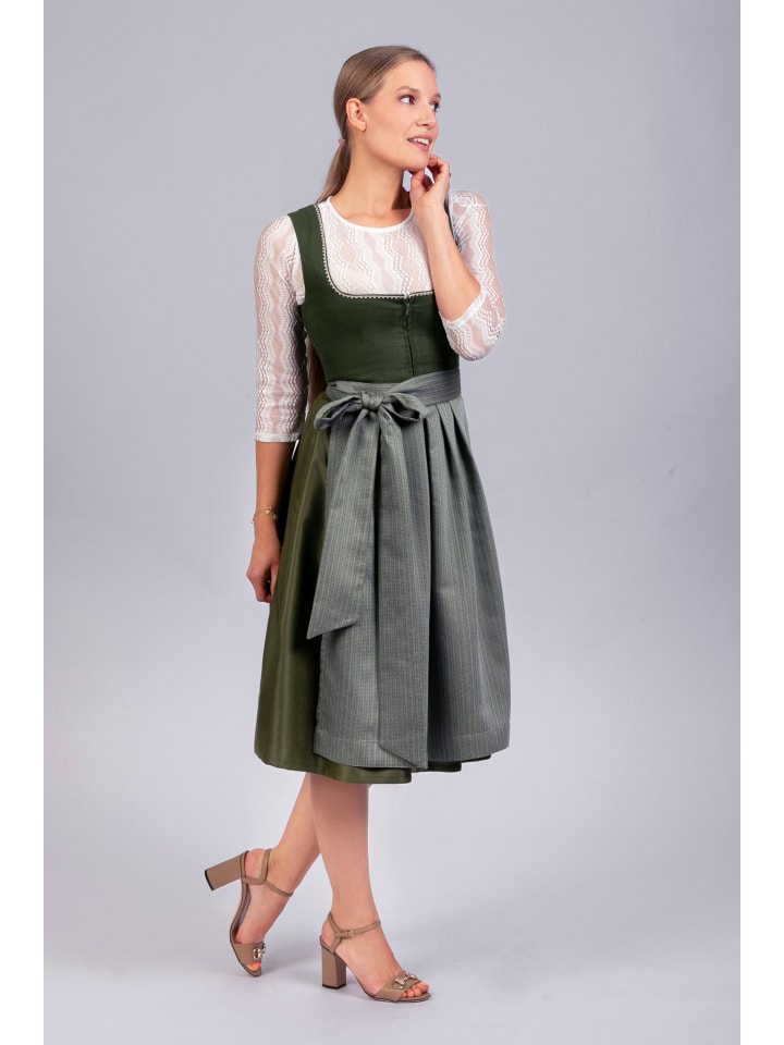 Edelnice Midi Dirndl Anni Leinen in grün günstig kaufen