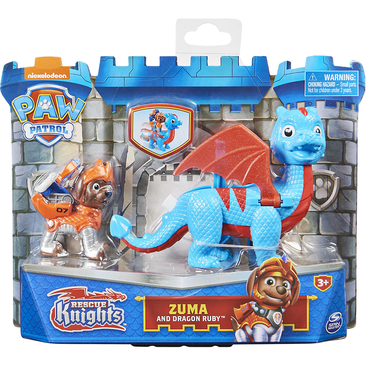 Paw Patrol, Rescue Knights Zuma und Dragon Ruby Actionfiguren-Set, Spielzeug geeignet für Kinder ab 3 Jahren