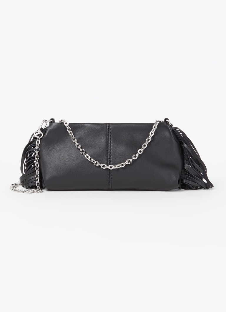 Maje Leather shoulder bag with fringes