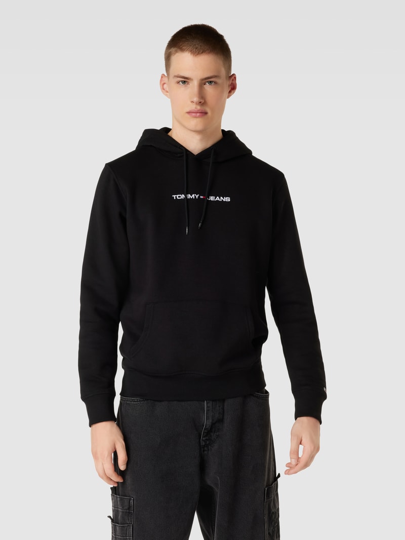 Hoodie mit Label-Stitching in schwarz