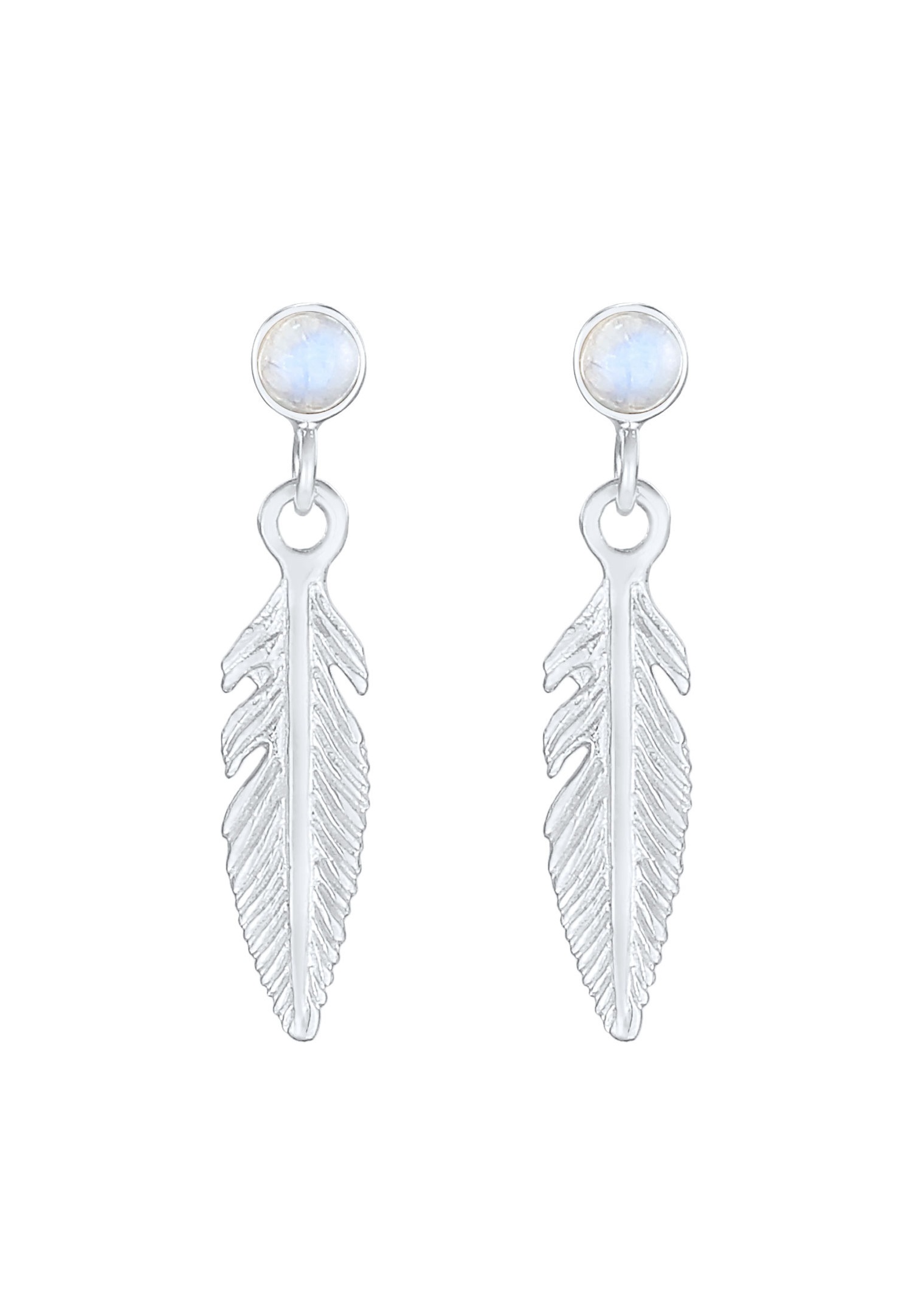 Collana Elli da donna in stile boho hippie con piuma e pietra di luna in argento sterling 925 placcato oro