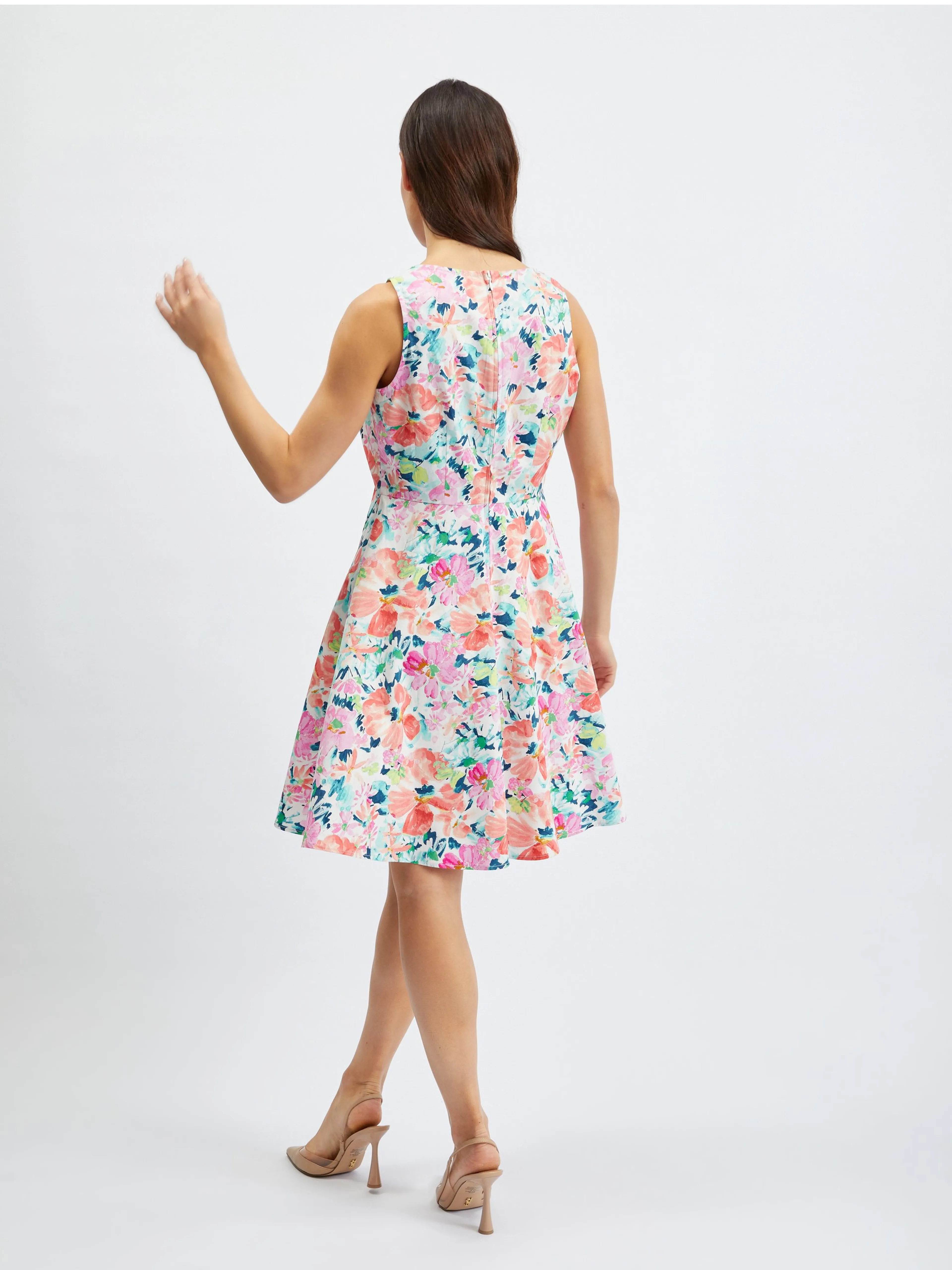 Rosa und cremefarbenes geblümtes ORSAY-Damenkleid