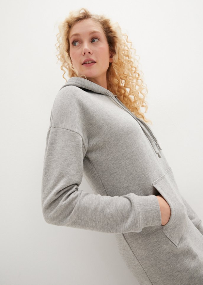Sweatkleid mit Kängurutasche und Biobaumwolle