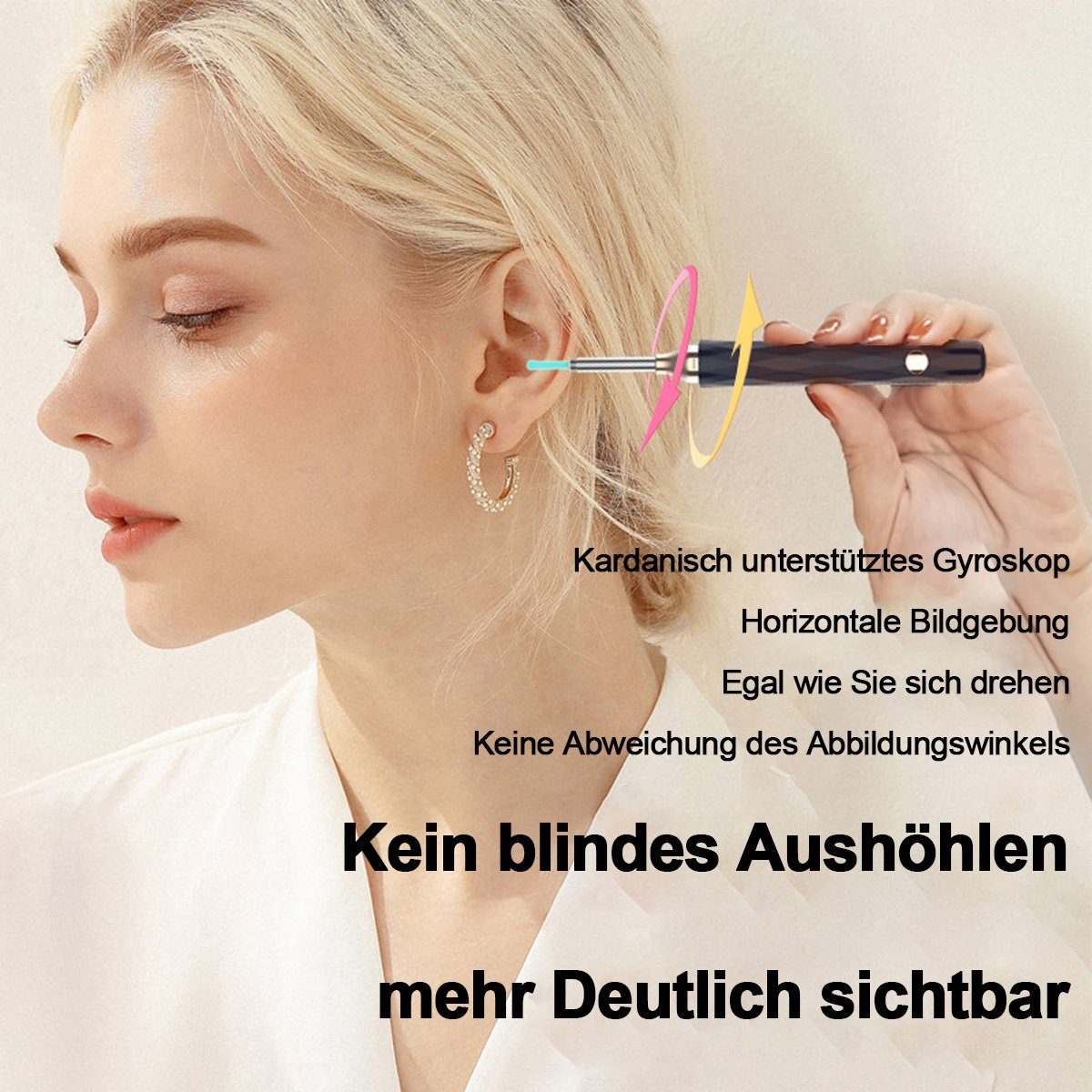 flowgoer Ohrenreiniger 1080P WiFi-Ohrreiniger, Ohrenschmalz-Entferner-Otoskop, 1-tlg., mit Kamera, IP67, wasserdichtem Endoskop, Ohr-Otoskop