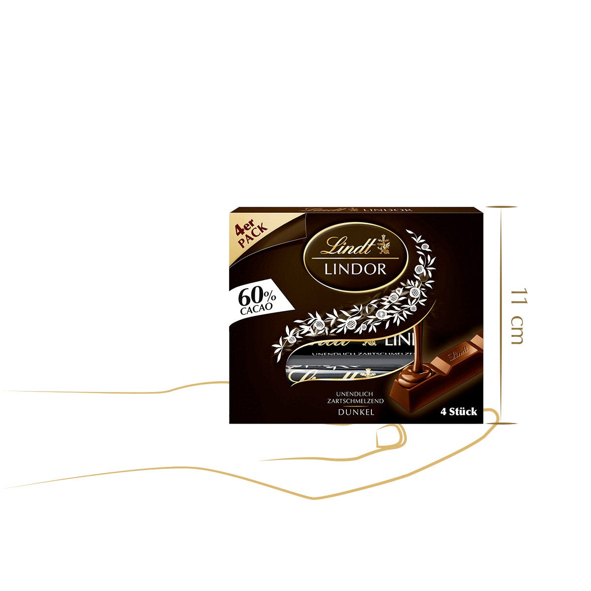 LINDOR Stick Multipack 60%, 4 x 25g