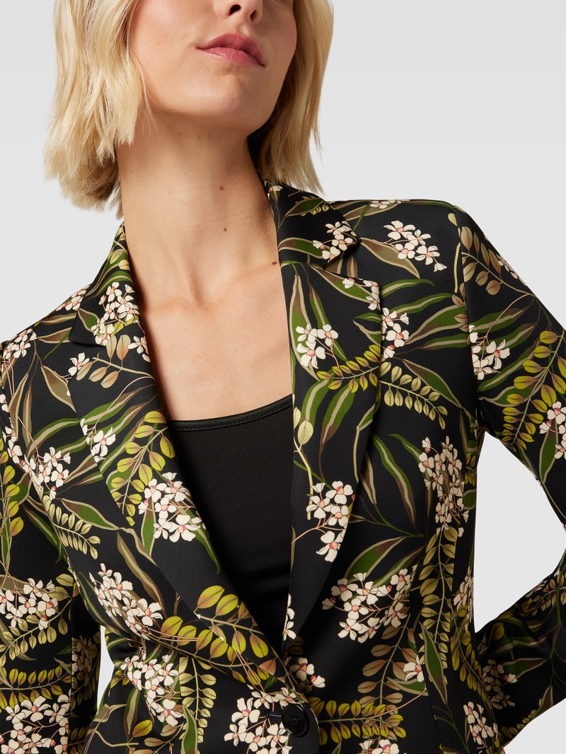 Blazer mit floralem Muster in schwarz