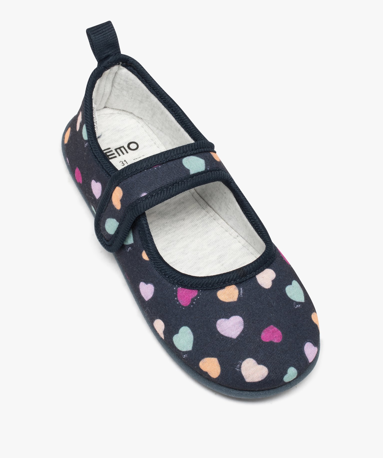 Chaussons fille ballerines à petits coeurs colorés bleu | GEMO