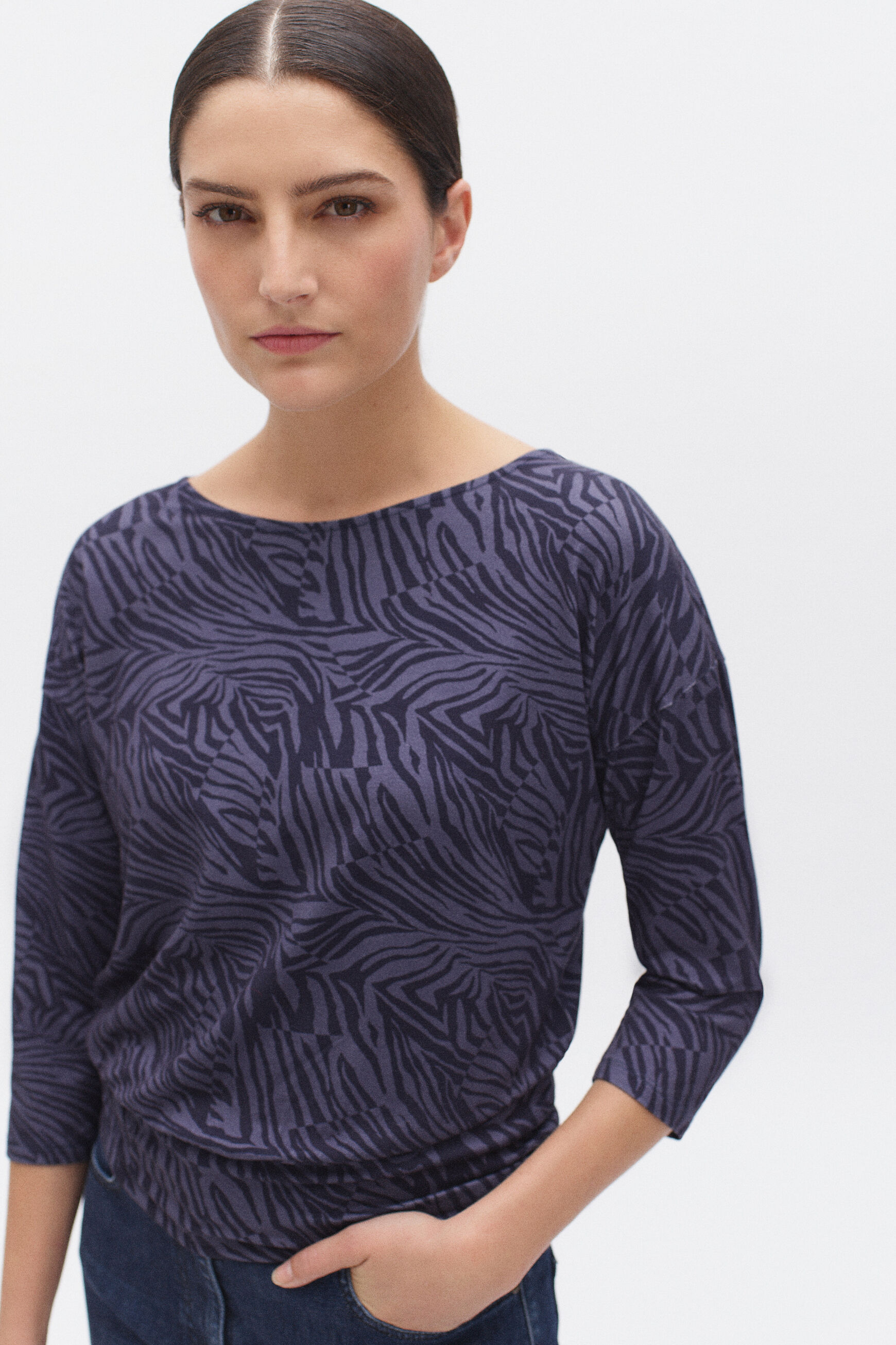 t-shirt jimmy zebre denim double stone femme