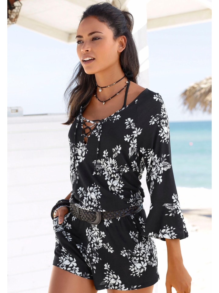LASCANA Overall in schwarz-creme-bedruckt günstig kaufen