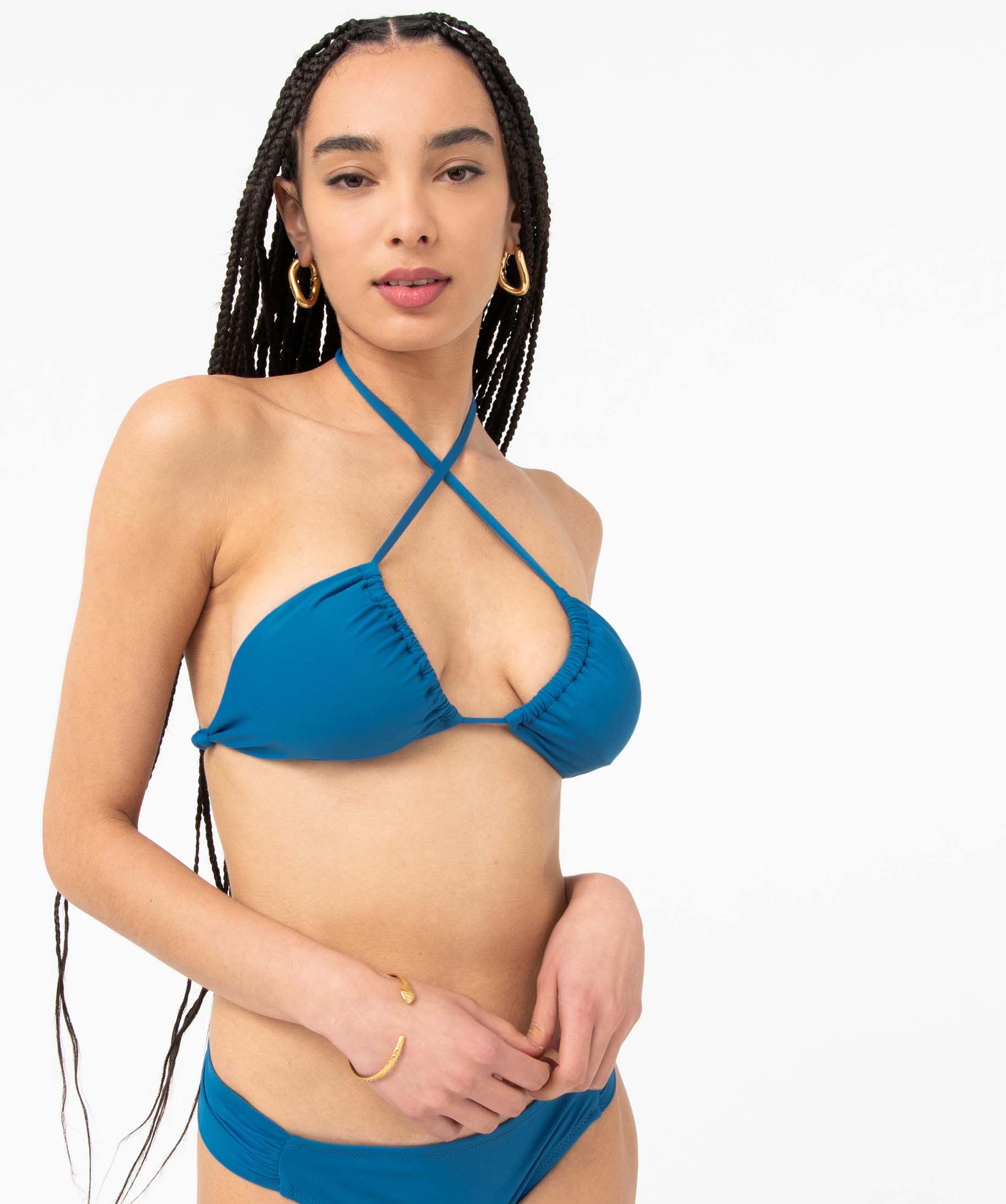 Haut de maillot de bain femme forme triangle bleu | GEMO