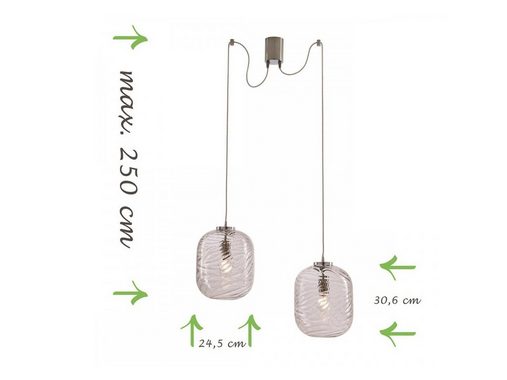 meineWunschleuchte LED Pendelleuchte, Dimmfunktion, LED wechselbar, Warmweiß, Designer Affenschaukel 2x Glas Lampenschirm über-n Esstisch hängend