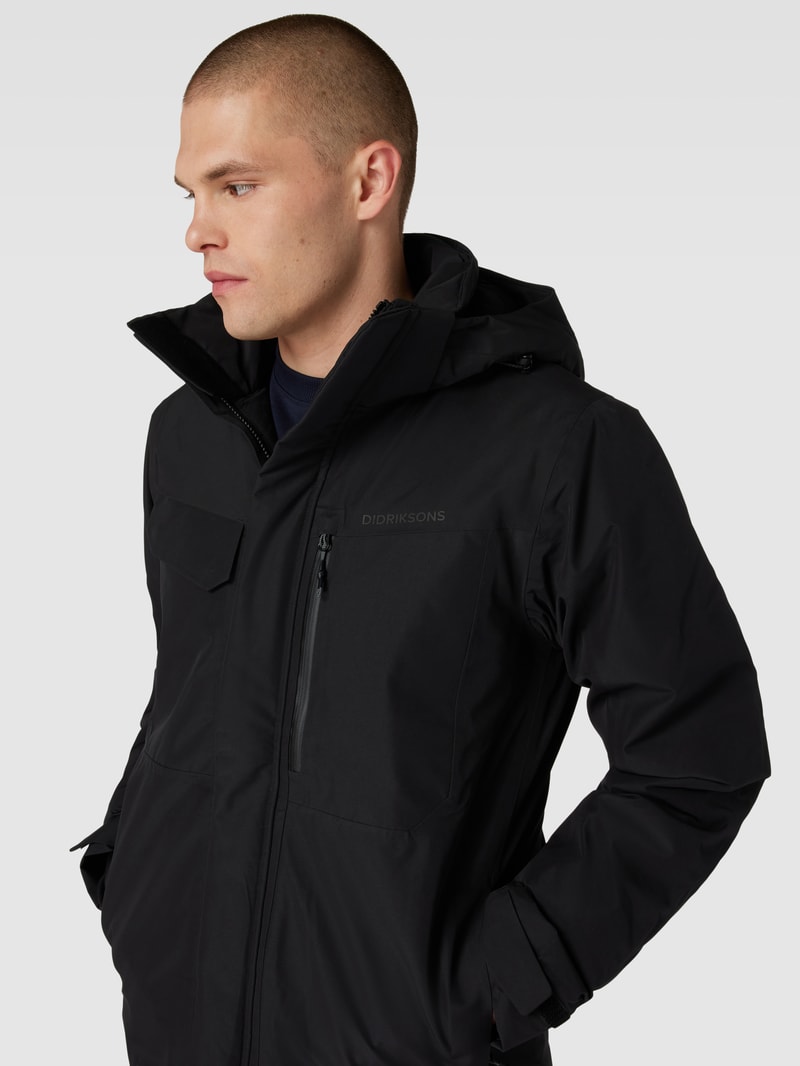 Jacke mit Label-Details Modell 'STEFAN' in schwarz