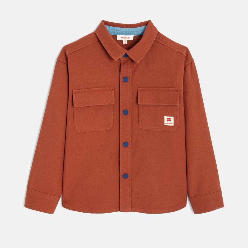 Chemise garçon twill marron sepia Catimini