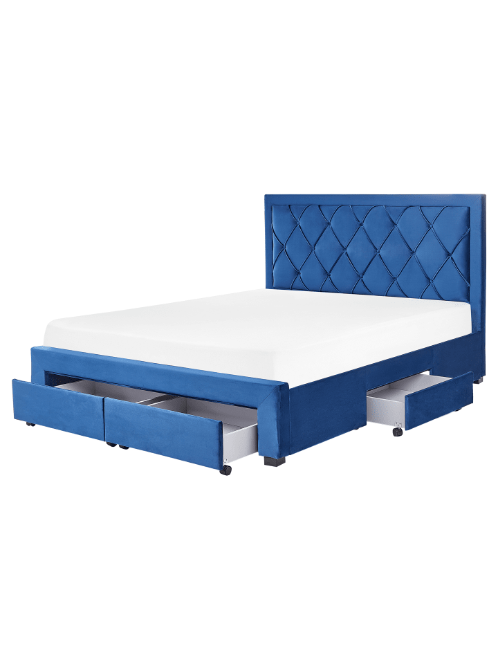 Beliani Doppelbett LIEVIN in Blau - (W) 165 x (H) 122 x (L) 217 cm günstig kaufen onesize