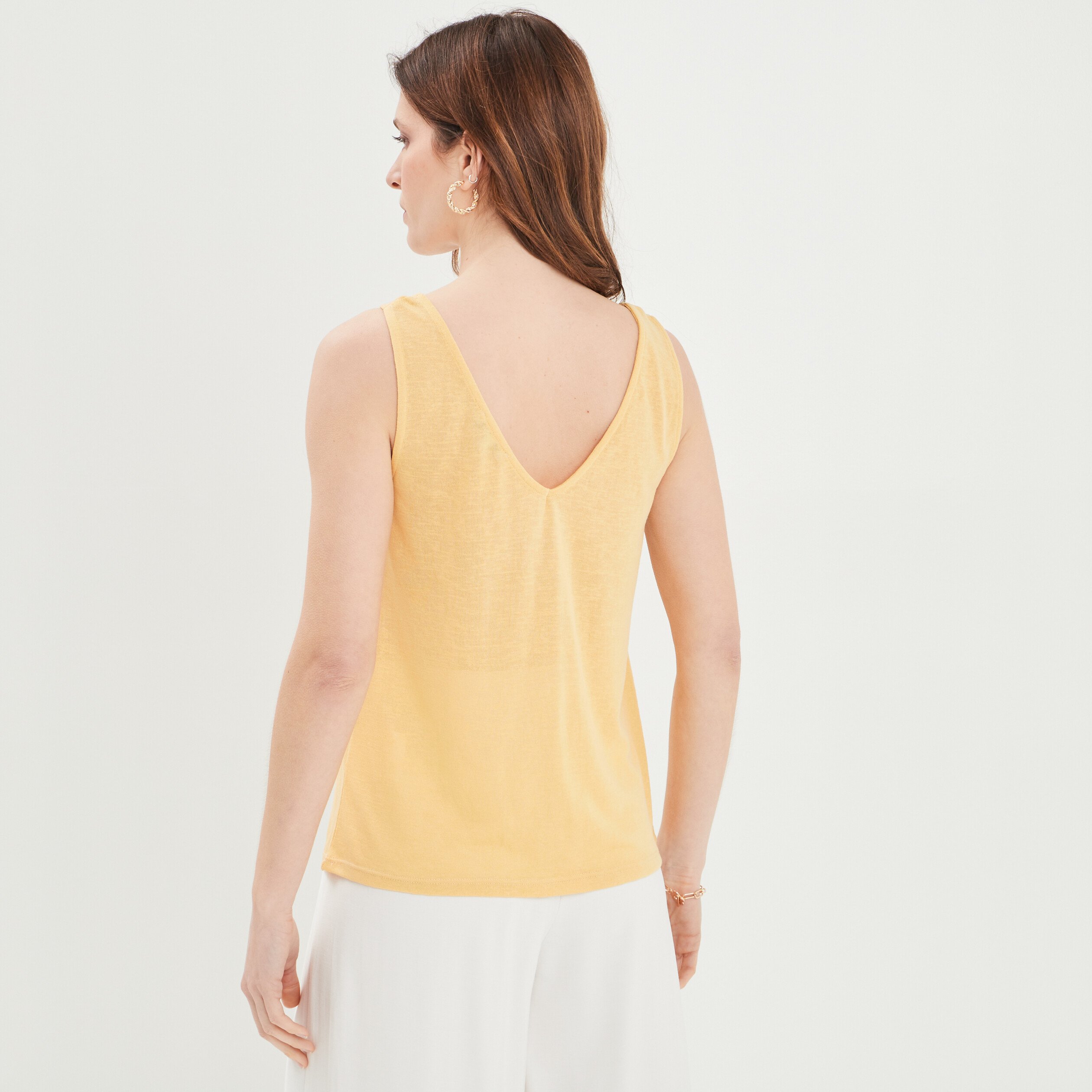 Débardeur col en V bretelles nouées jaune clair femme | La Halle