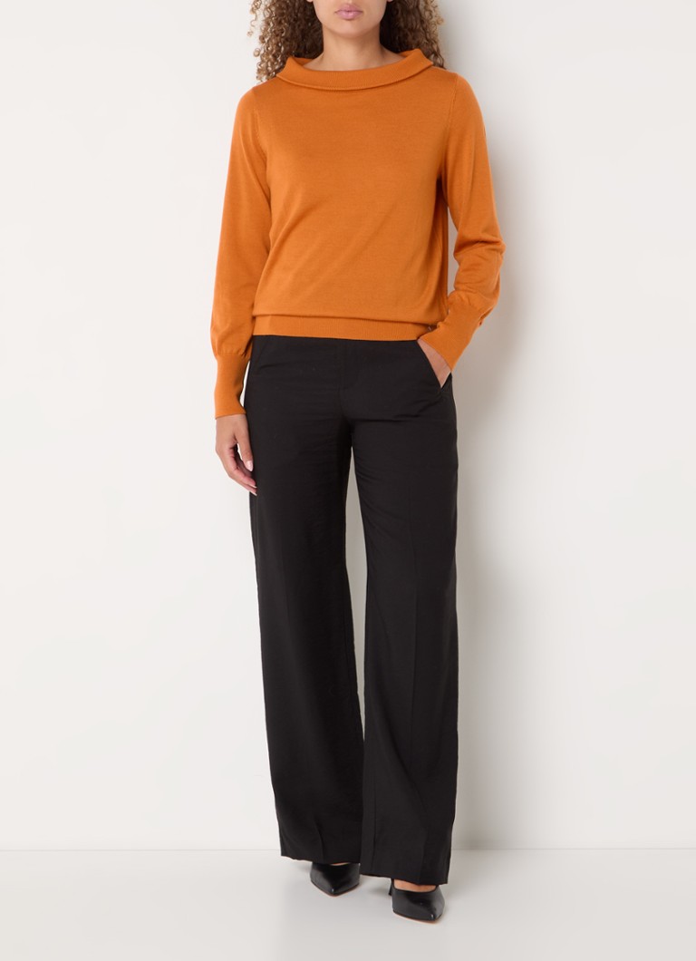 Xandres Zimas fine-knit merino wool sweater with boat neckline