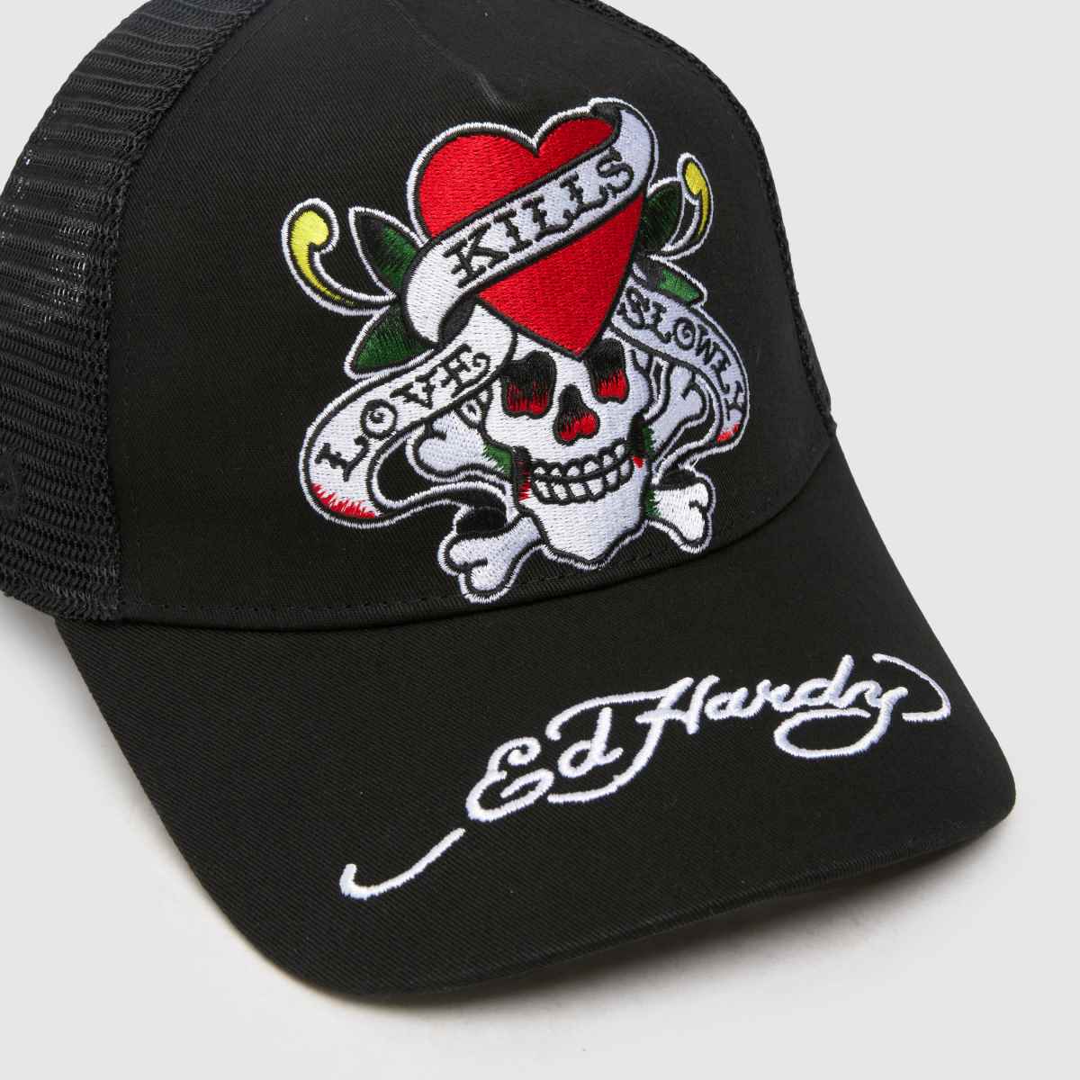 ED HARDY svart multifärgad truckerkeps med motivet 