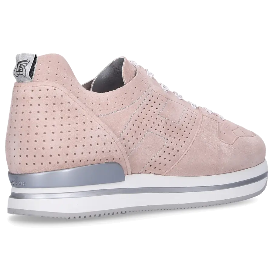 Hogan - Sneaker low H222 Veloursleder Lochmuster Logo altrosa - pink