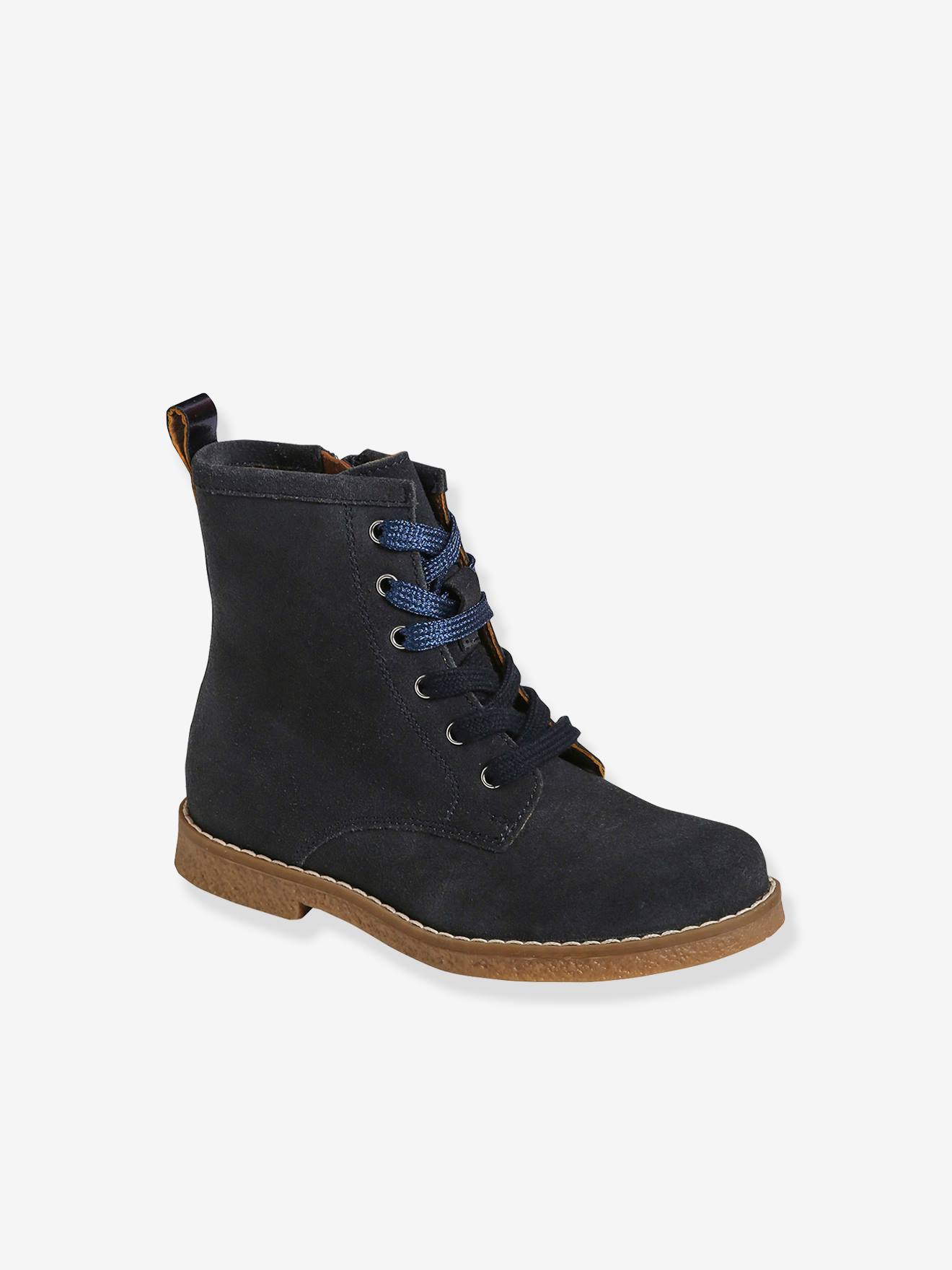 Vertbaudet Mädchen Boots mit Schnürsenkel + Reißverschluss - braun