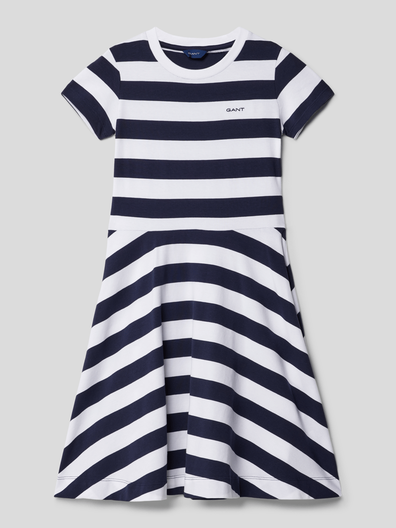 T-Shirt-Kleid mit Streifenmuster in marineblau
