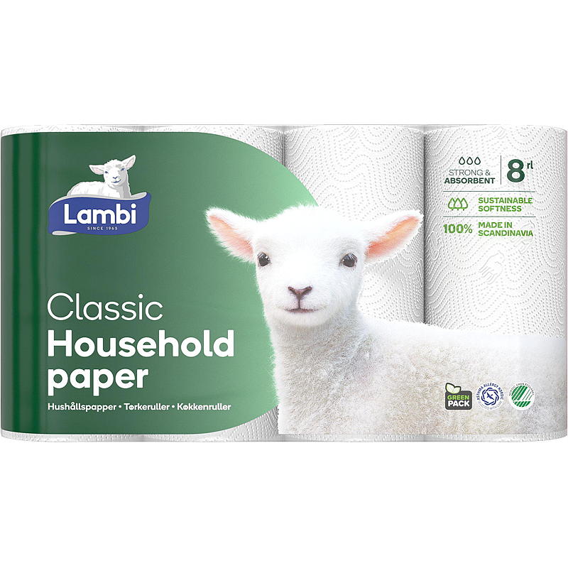 Lambi Tørkerull 8-pk hvit Lambi