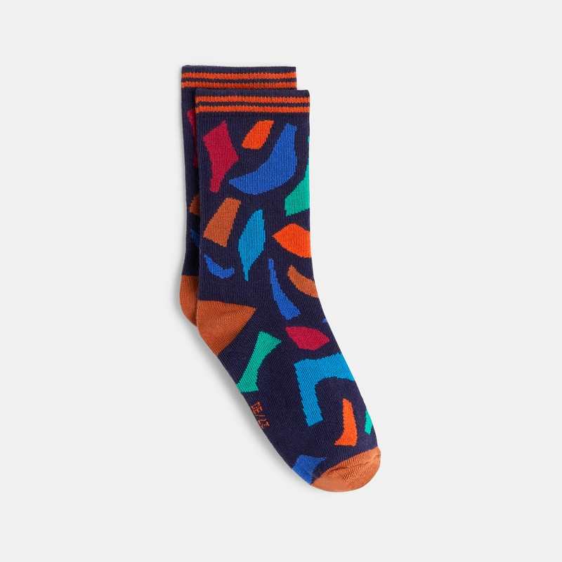 Chaussettes garçon imprimé inspiration terrazo bleues Catimini