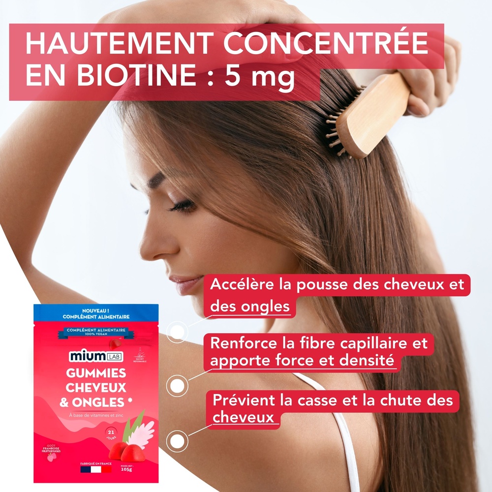 Mium Lab - Ex Les Miraculeux Doypack gummies Cheveux et ongles sans sucres Compléments alimentaires