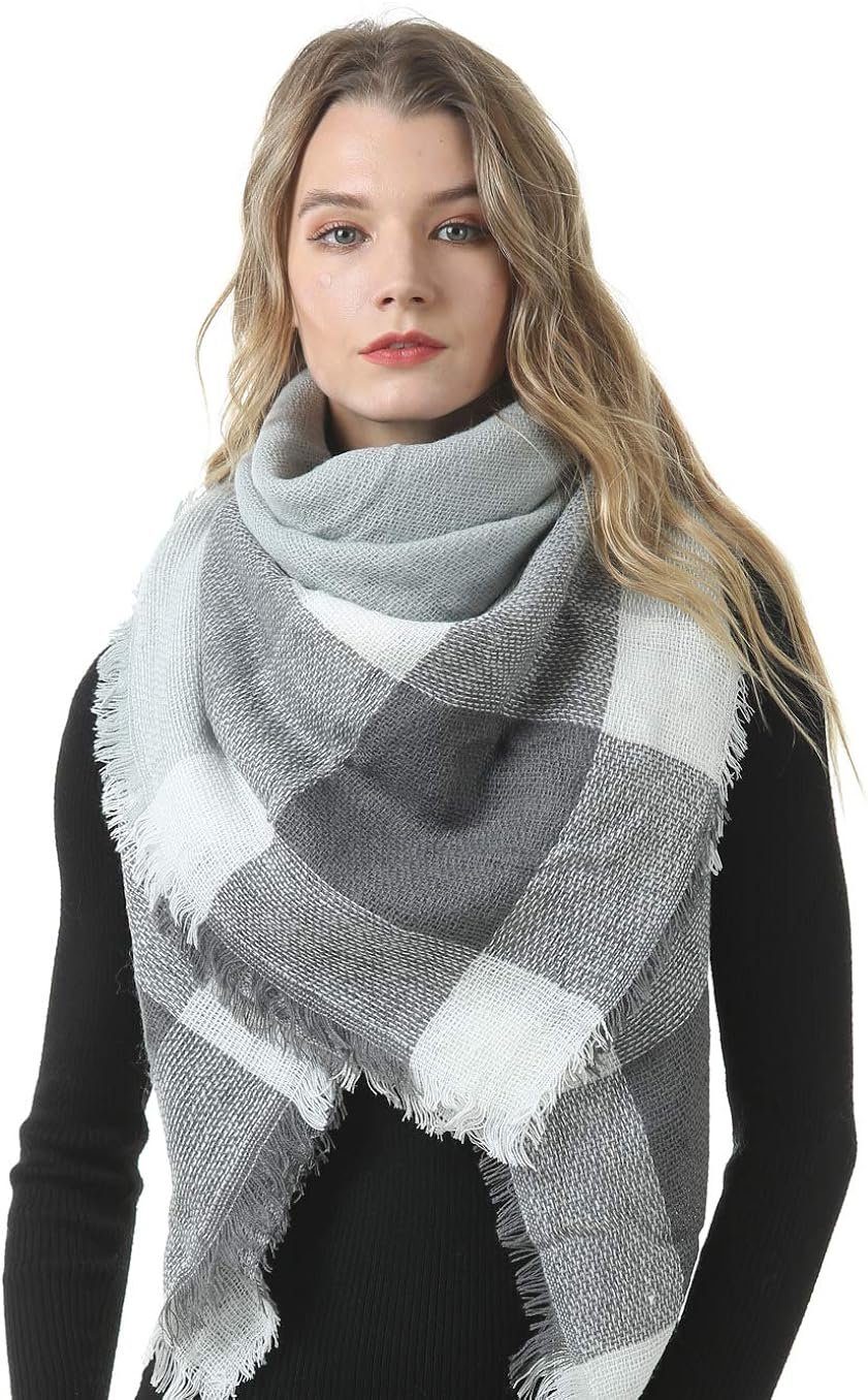 Alster Herz Modeschal Kuschliger Winterschal Damen, Oversize, Kariert, A0327, Oversize