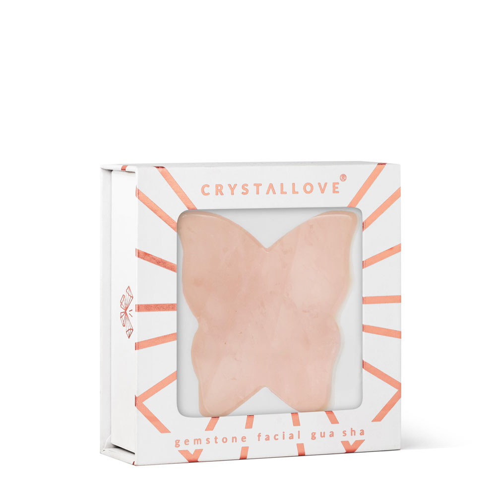 crystallove CRYSTALLOVE Butterfly rose quartz gua sha