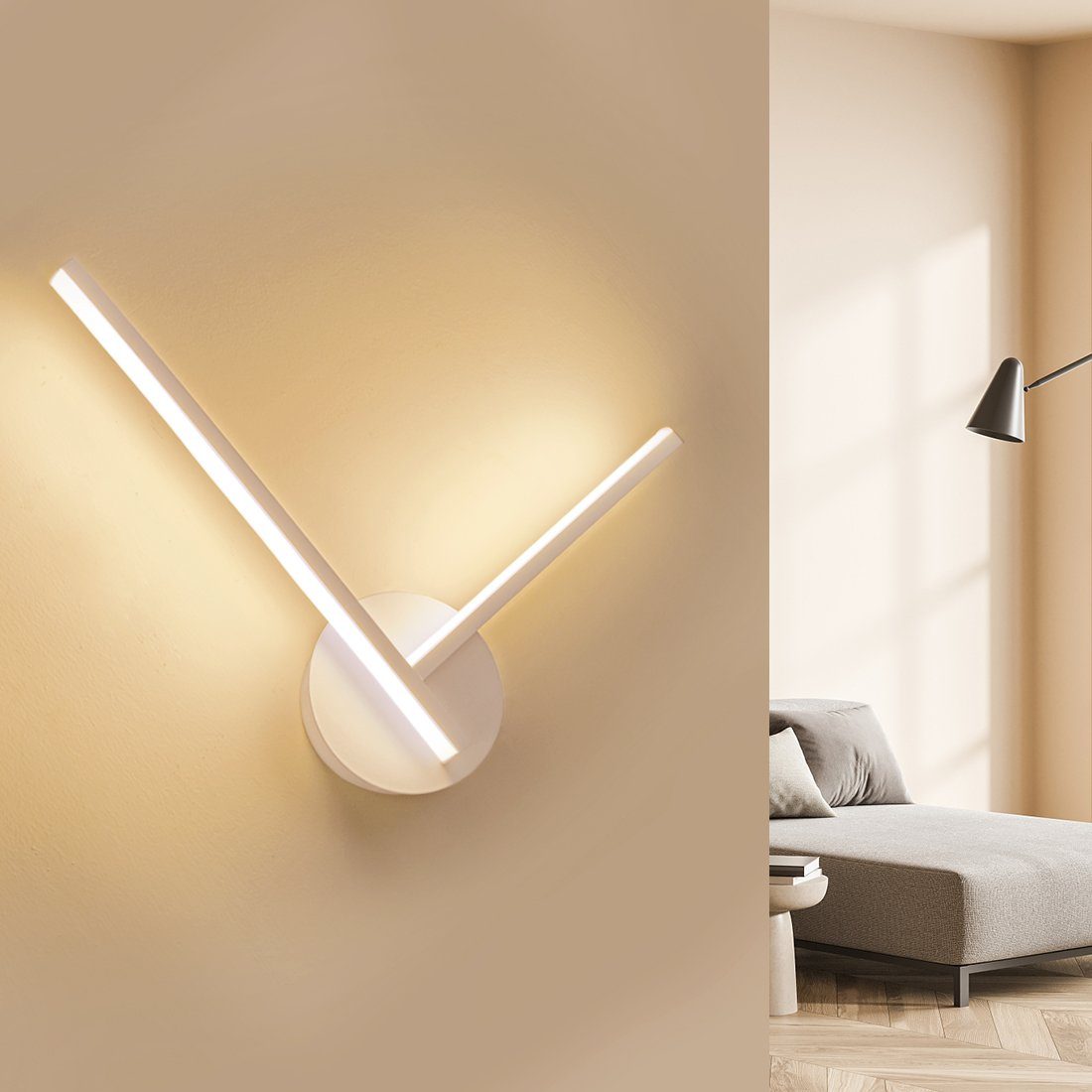 S'AFIELINA LED Wandleuchte LED Wandleuchten Modern 90° Winkel LED Wandlampe, 3 Lichtfarben 3000K/4000K/6000K Wandbeleuchtung