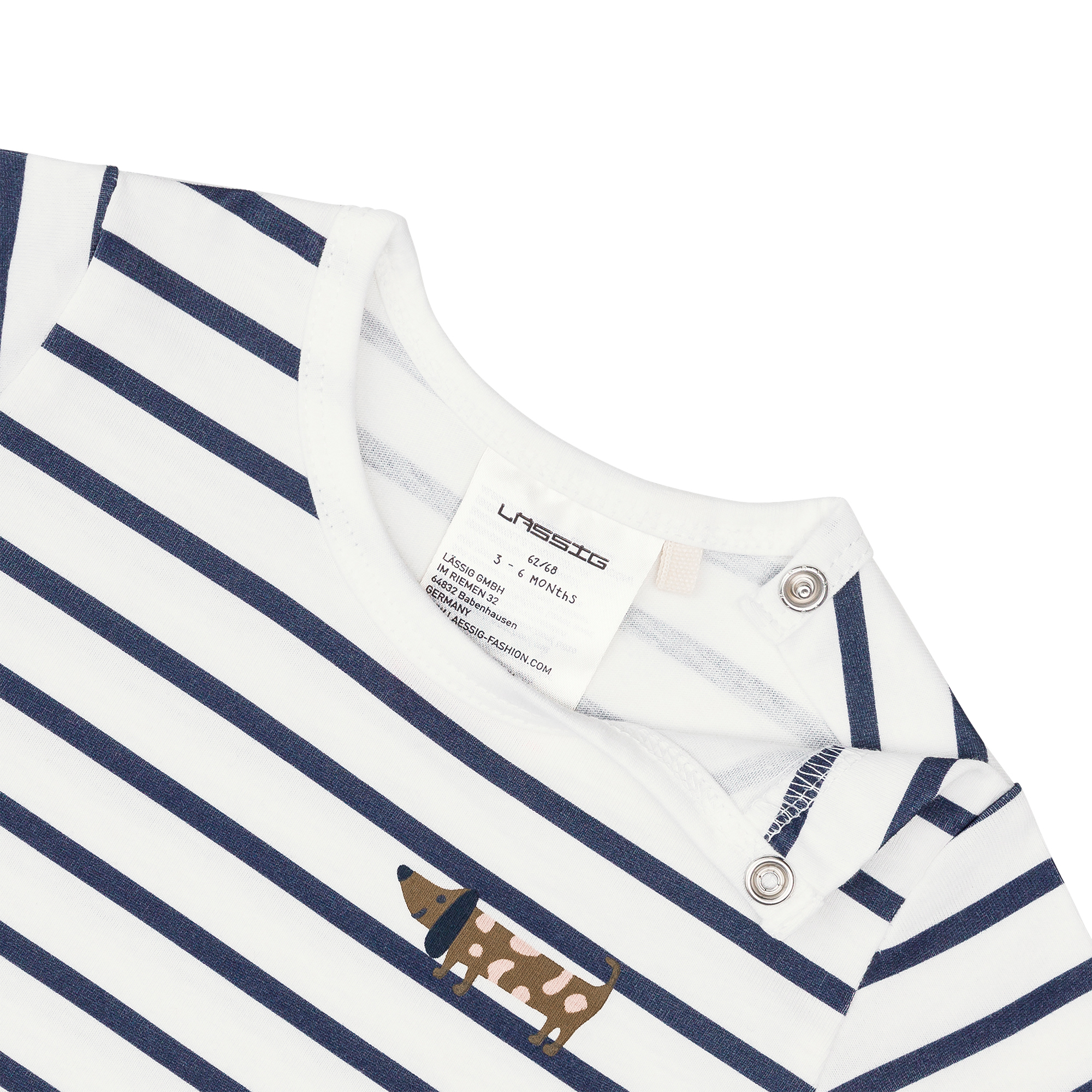 Baby Jumpsuit - Bio Baumwolle, Hund, Blau weiß