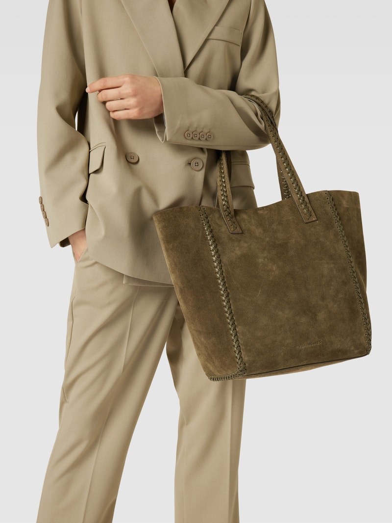 Shopper aus Leder Modell 'COSY LEATHER' in olivgrün
