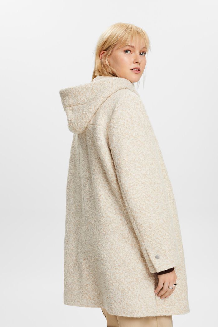 Bouclé Kapuzenmantel aus Wollmix