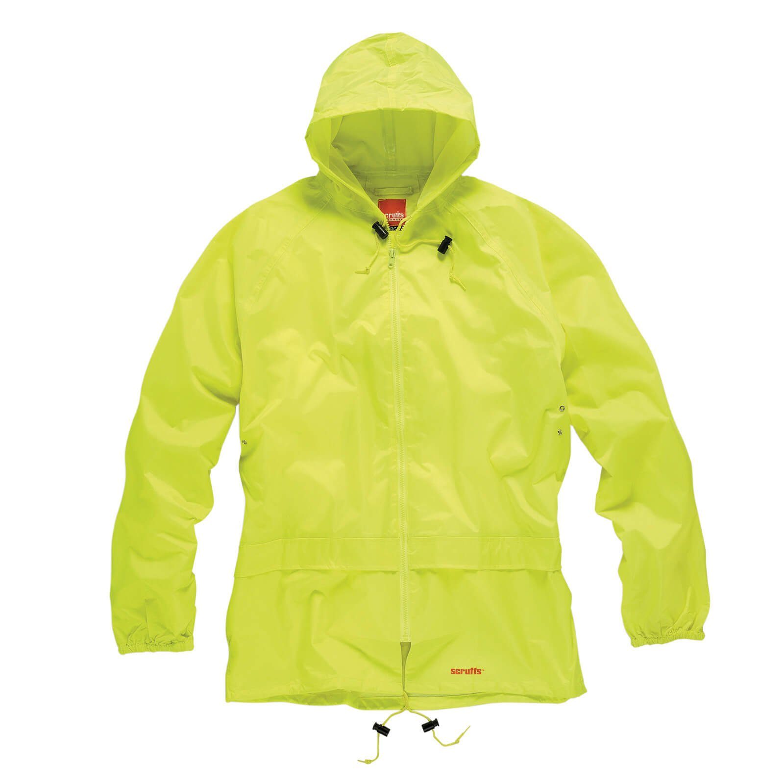 Scruffs Arbeitsjacke Wasserdichter Regenanzug neon gelb Jacke Hose - Größe: L