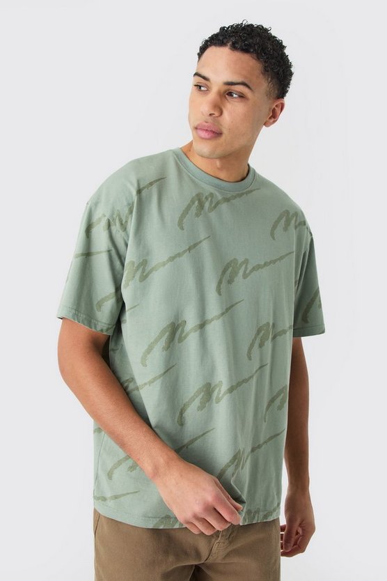 Man Signature Oversize T-Shirt mit Print