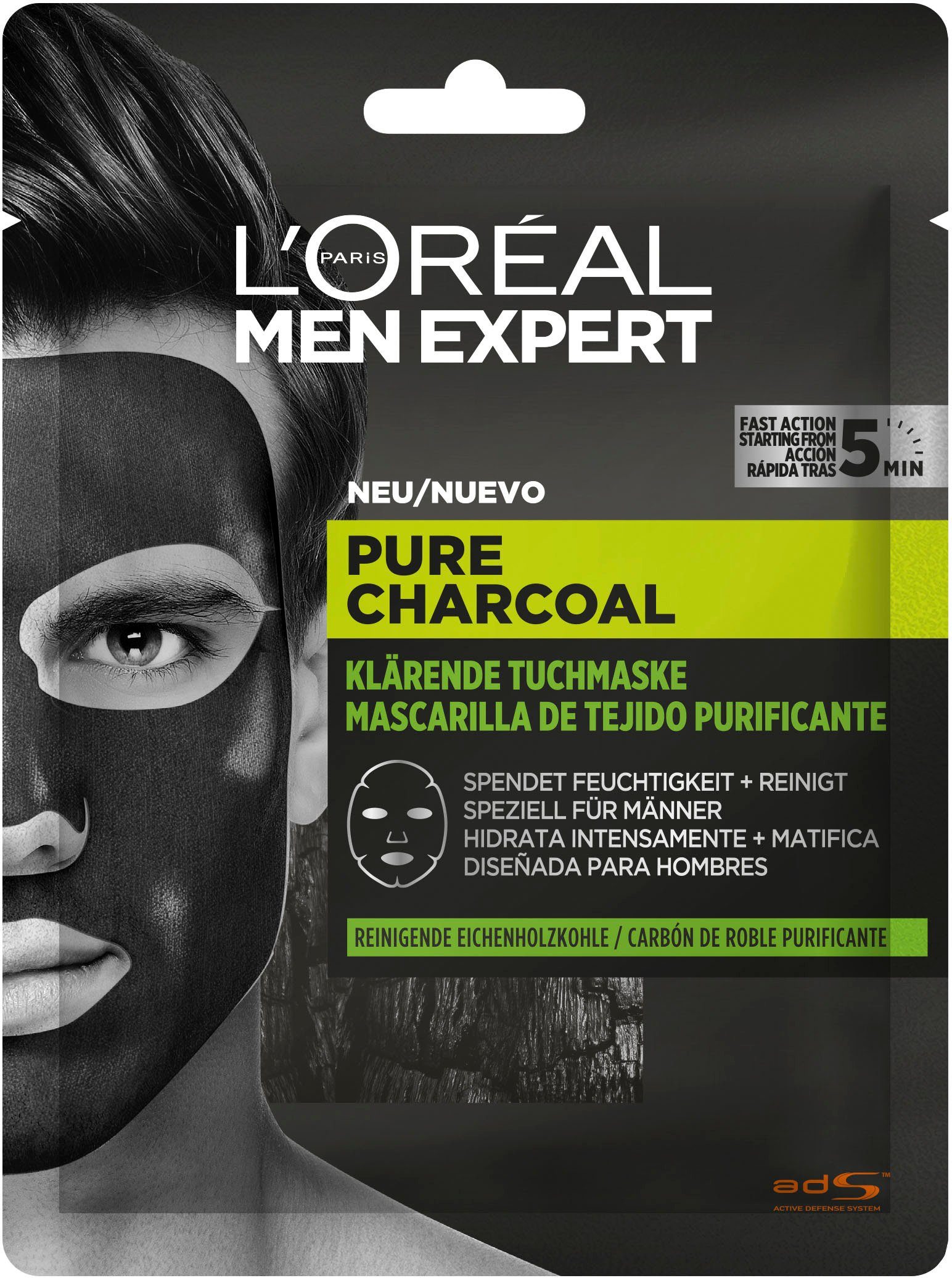 L'ORÉAL PARIS MEN EXPERT Gesichtsmasken-Set Pure Charcoal und Hydra Energy Set, 4-tlg.