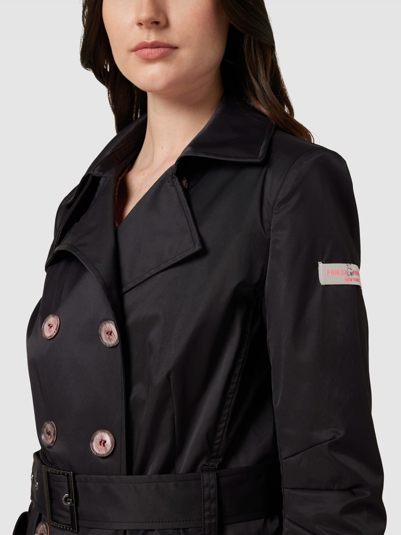 Trenchcoat mit Reverskragen in schwarz