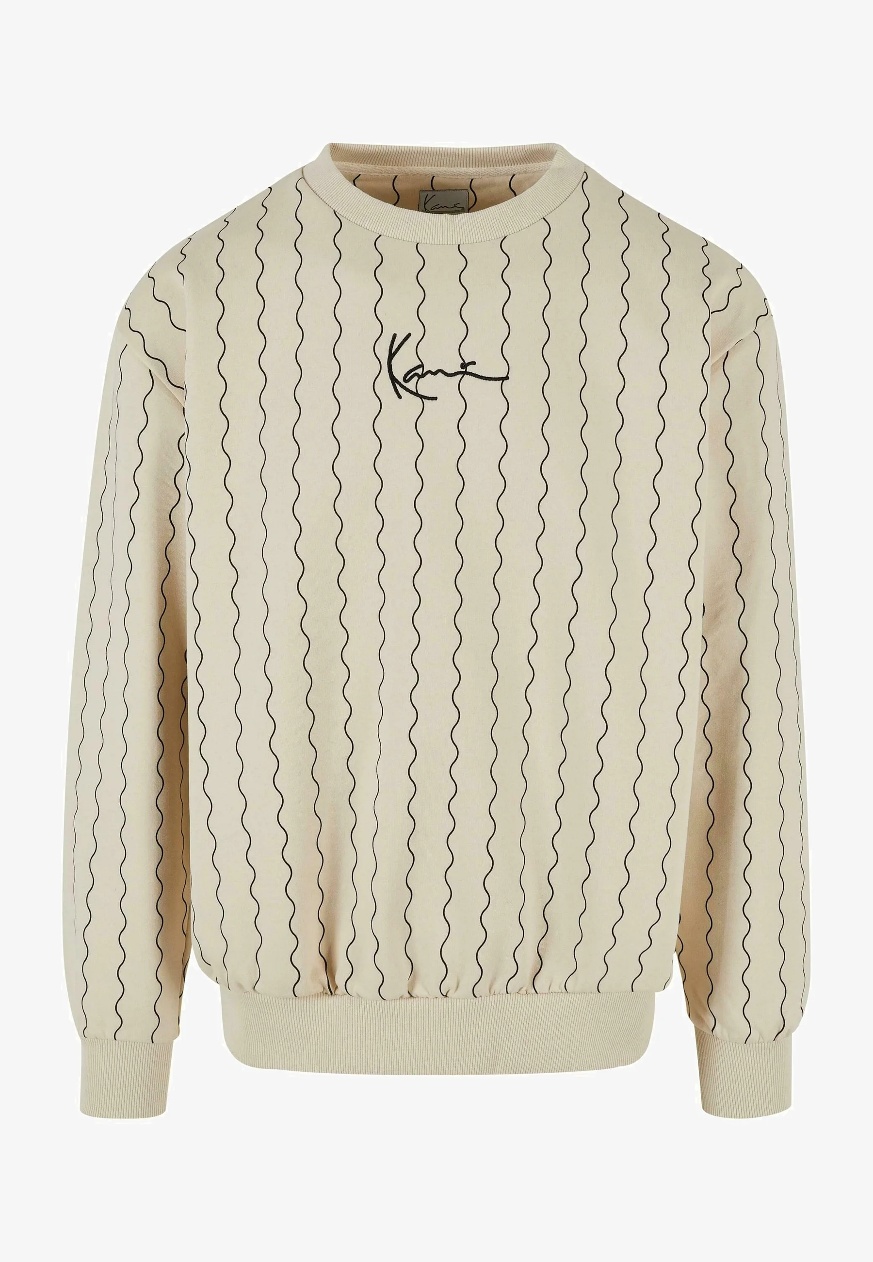 Sudadera Karl Kani con cuello redondo, rayas ziczac y firma pequeña