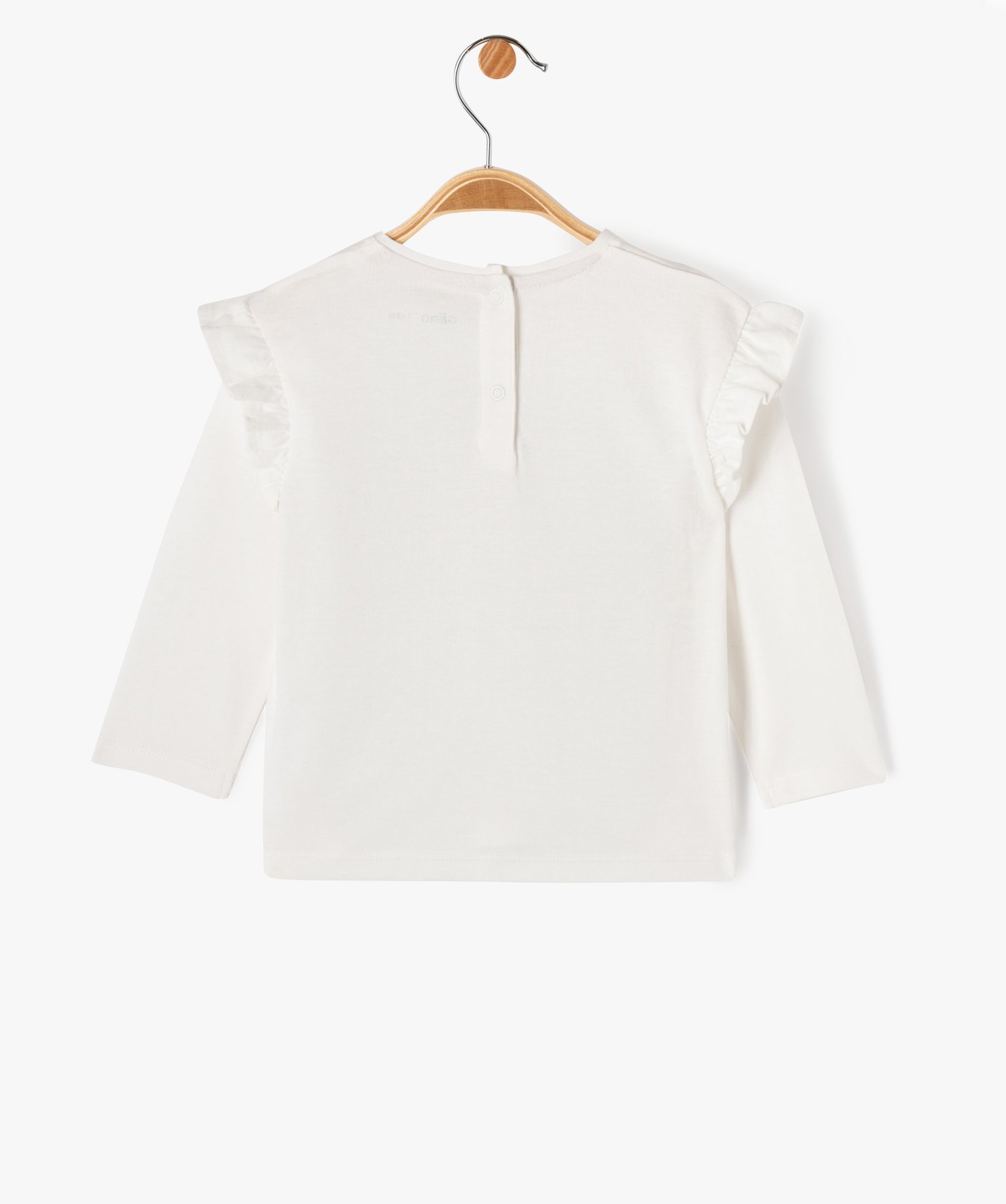 Tee-shirt manches longues à volant bébé fille ecru | GEMO
