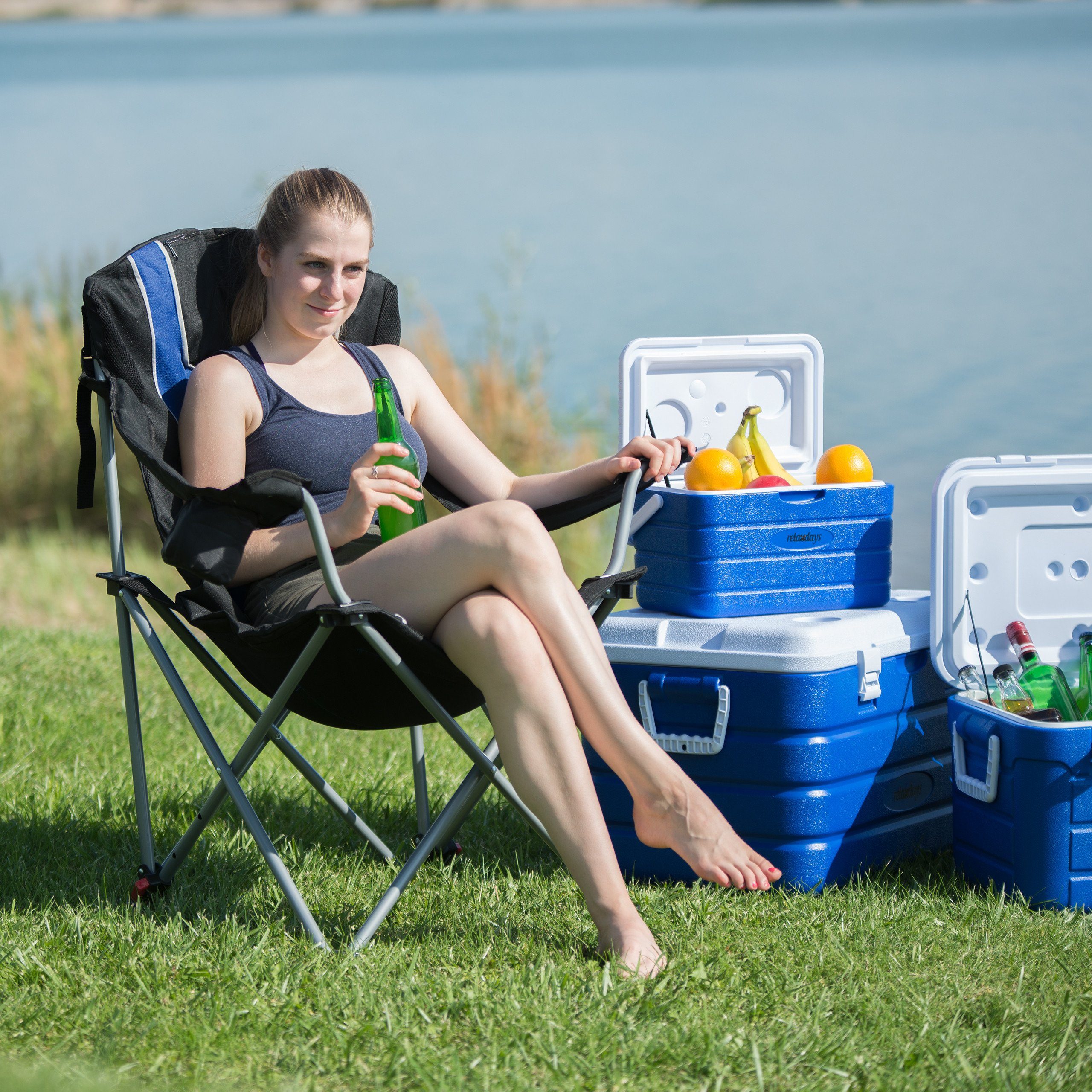relaxdays Campingstuhl Campingstuhl faltbar mit Polsterung