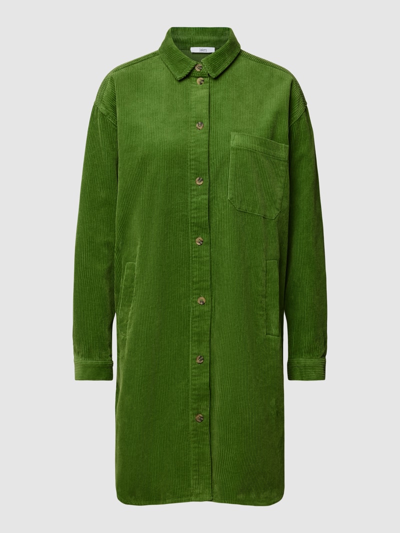 Knielanges Kleid aus Cord in grasgrün
