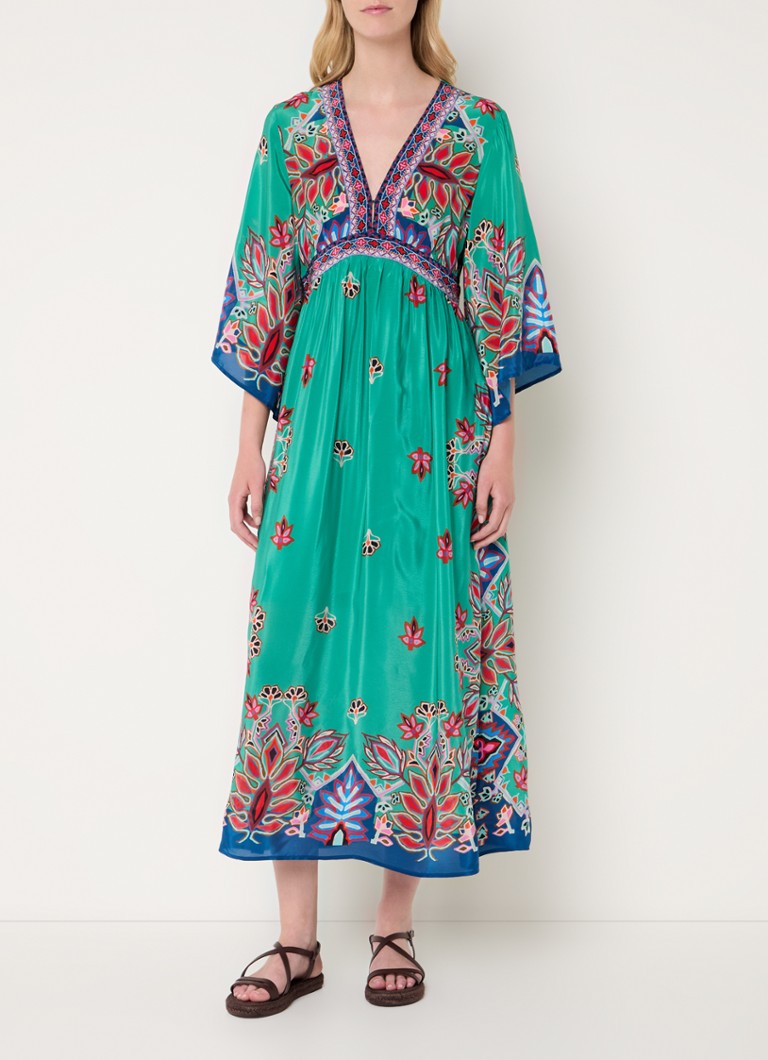 Vestido midi Lufia de ba&sh, estampado y con escote en V.