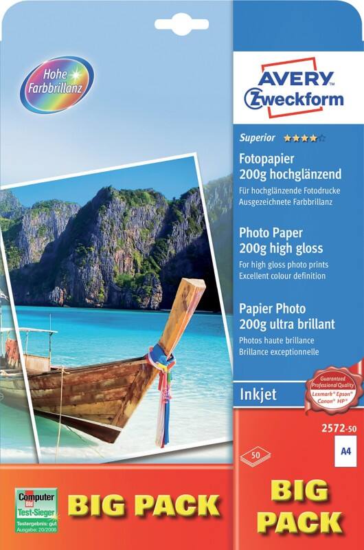 AVERY Zweckform Fotopapier 2572-50 DIN A4 200 g/m² Weiß 50 Blatt