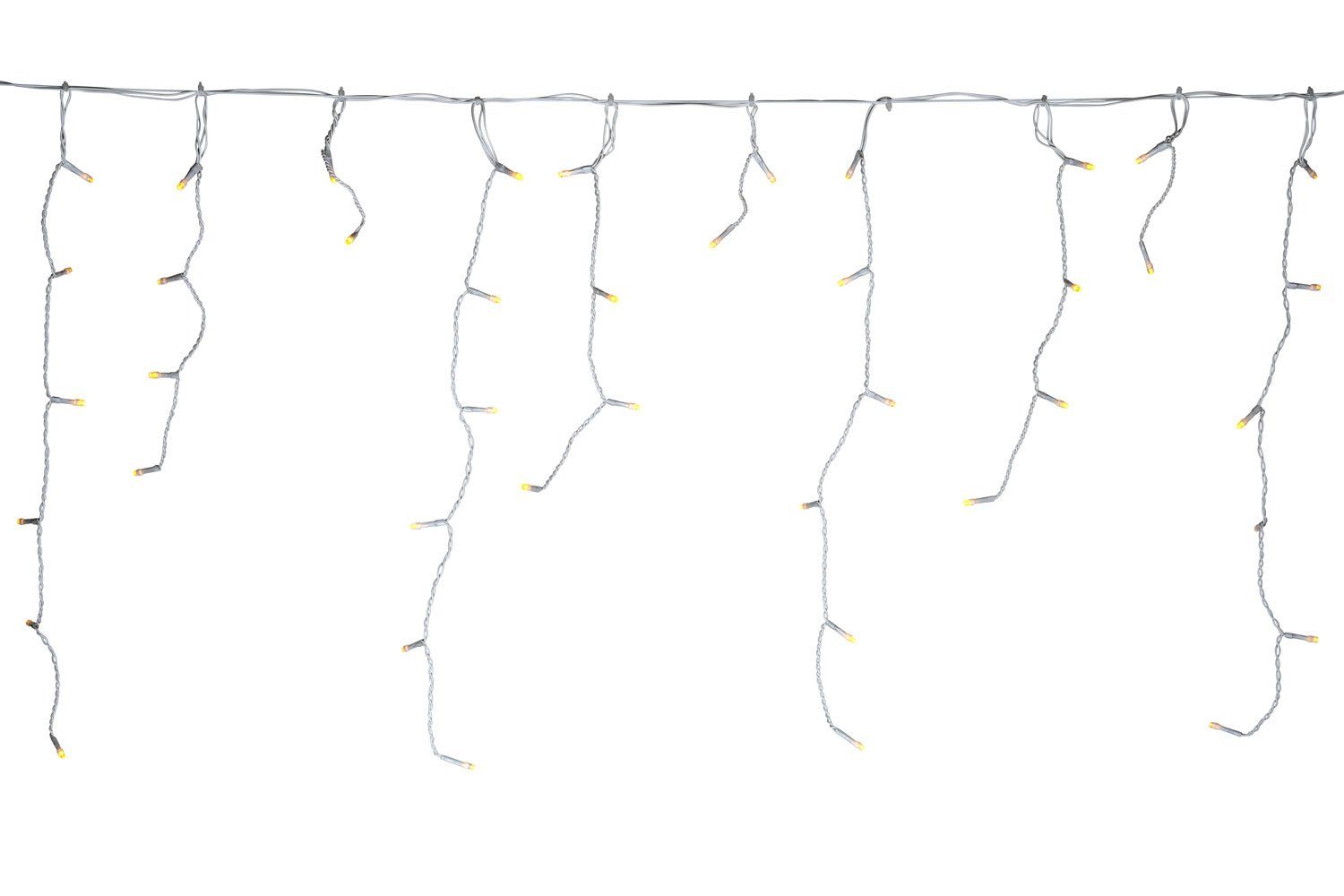 F-H-S International LED-Lichterkette, Eisregen für Dachrinnen 4,2m warmweiß Timer weiß