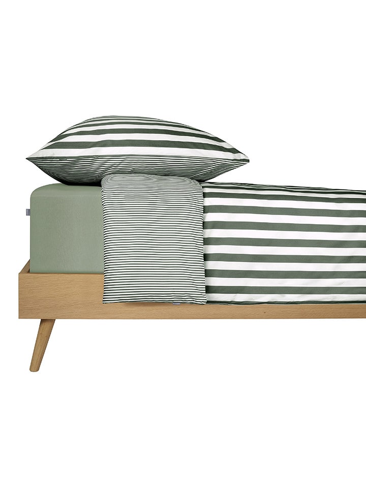 Schiesser Renforcé-Bettwäsche-Set in Grün/ Weiß günstig kaufen 135x200 cm