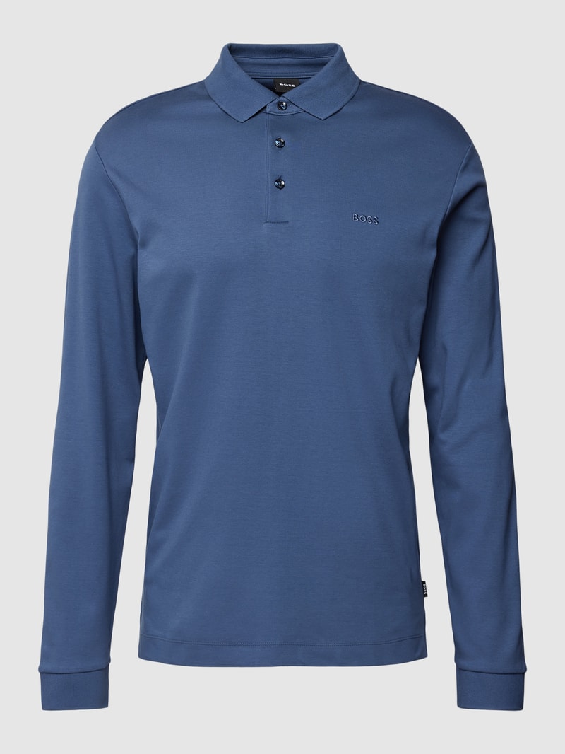 Poloshirt mit Label-Detail Modell 'PADO' in blau