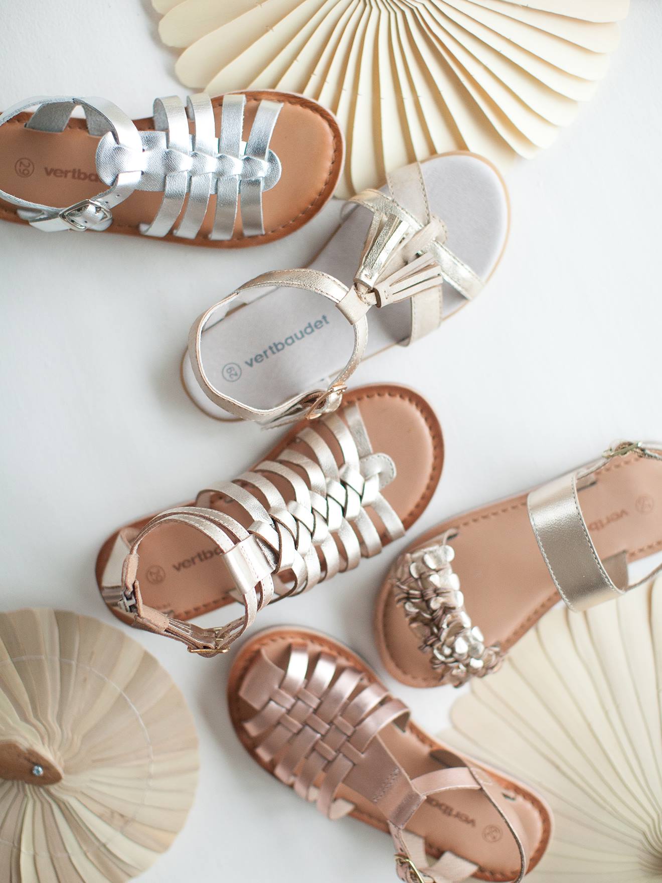 Sandales cuir fille esprit spartiates or
